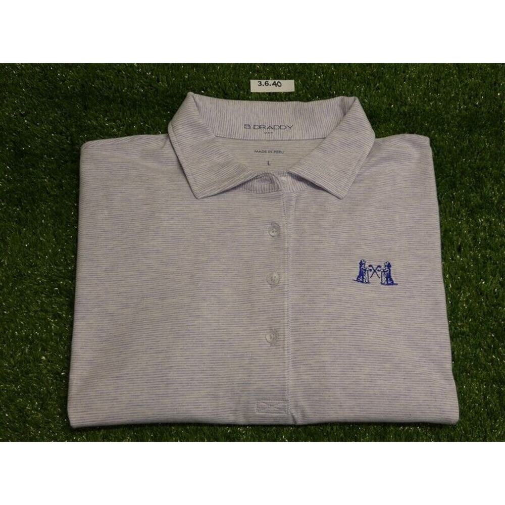 B Draddy Womens Margie Stripe Golf Shirt NGLA Logo Heather Lilac Large